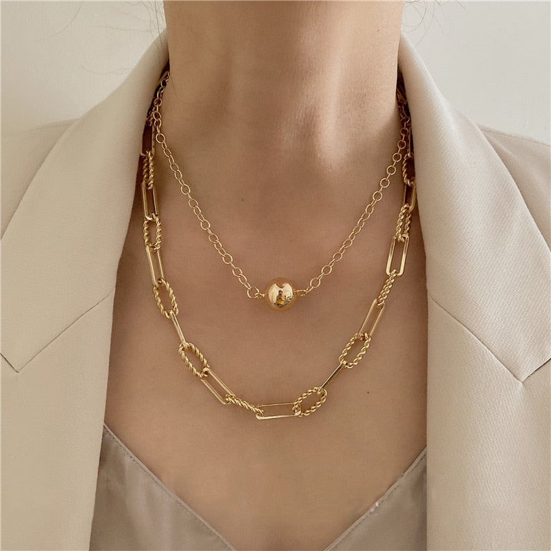 Minimalist Box Chain Toggle Clasp Gold Necklace