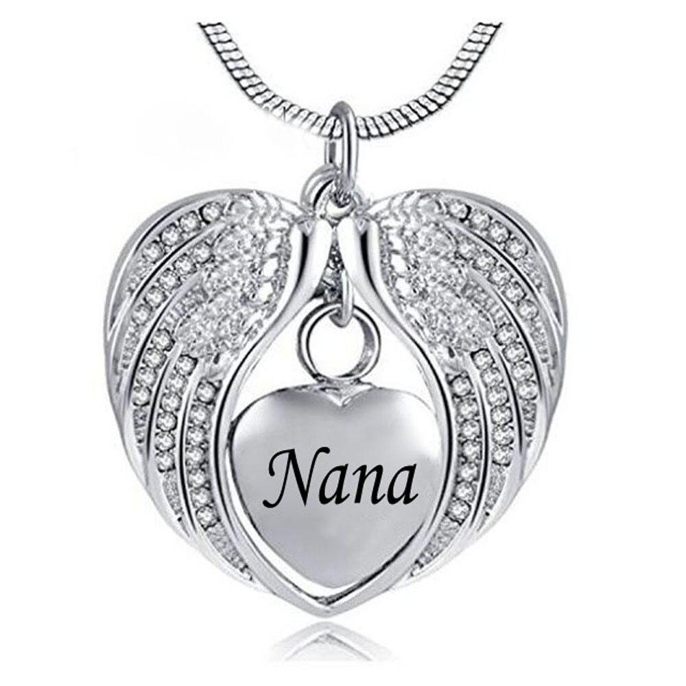 Personalized Angel Wing Heart Cremation Urn Necklace - Kirijewels.com