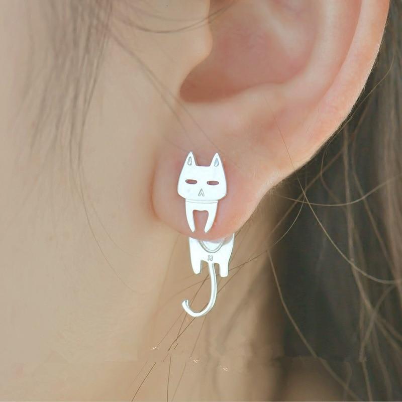 Garfield 100% 925 Sterling Silver Fish Cat Earrings - Kirijewels.com
