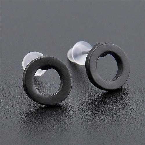 Simple T Bar Stud Earrings-earrings-Kirijewels.com-black circle-Kirijewels.com