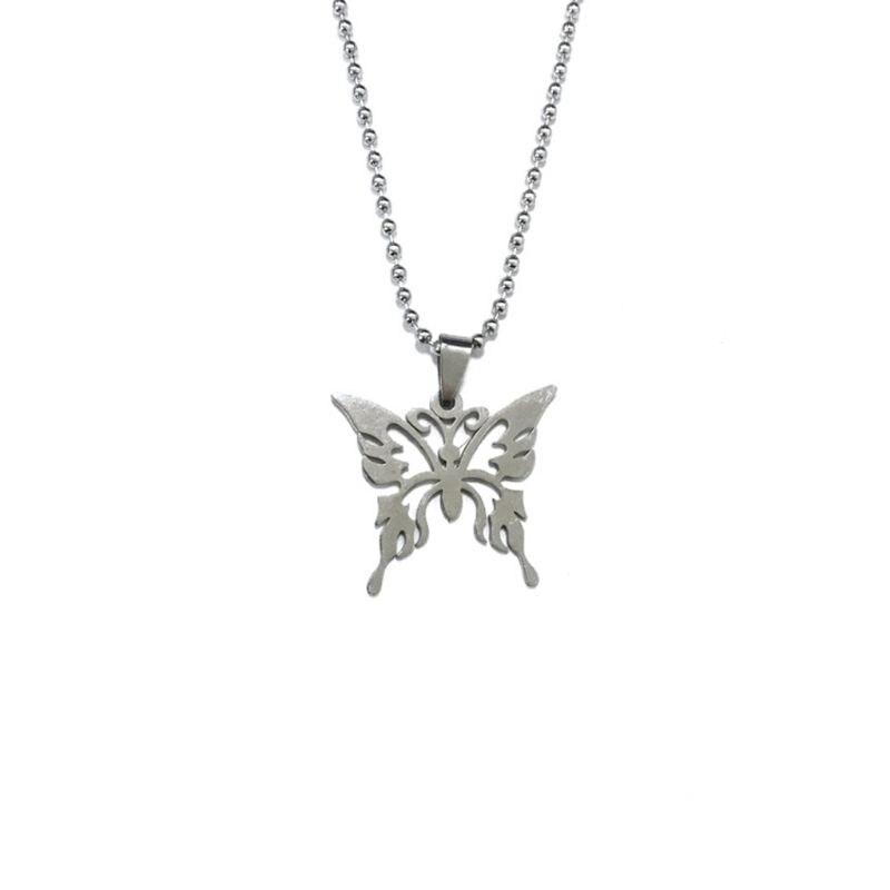 Stainless Steel Polishing Chain Butterfly Necklace - Kirijewels.com