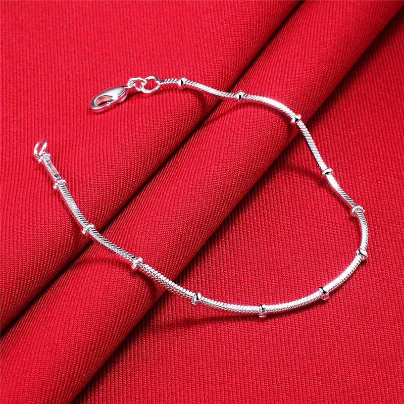 Charlotte 925 Sterling Silver Beads Snake Chain Jewelry Set
