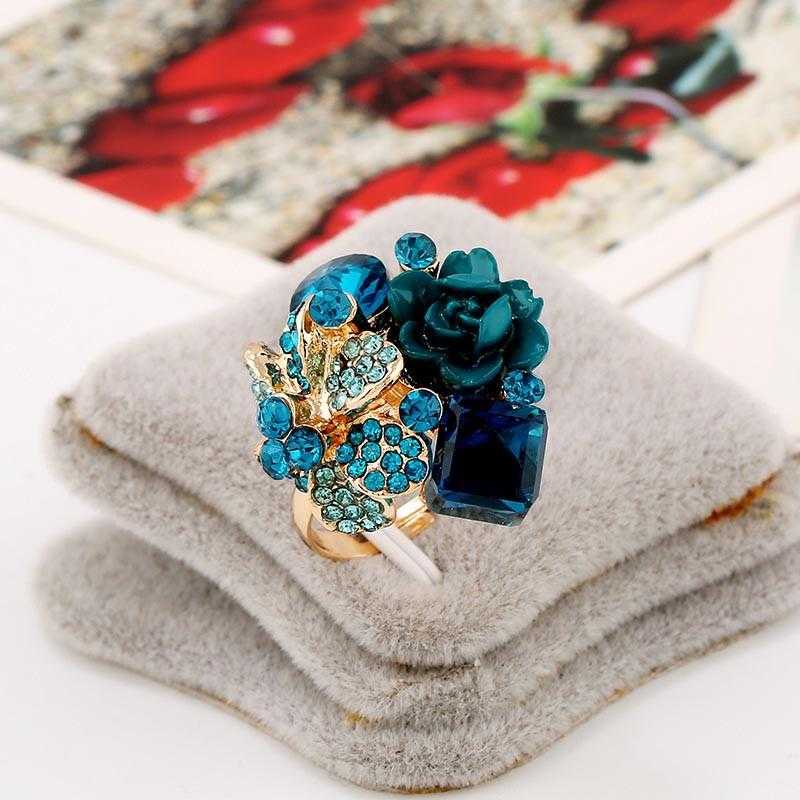 Free Purple Crystal Adjustable Flower Ring-Rings-Kirijewels.com-Resizable-Black-Kirijewels.com