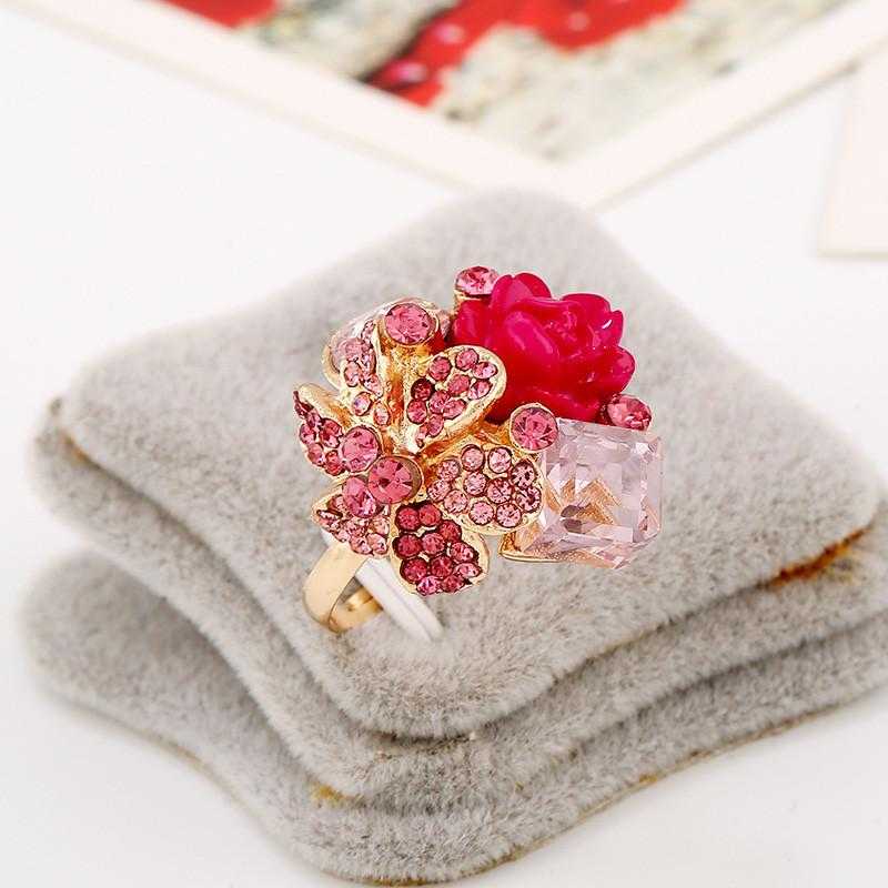Free Purple Crystal Adjustable Flower Ring-Rings-Kirijewels.com-Resizable-Black-Kirijewels.com