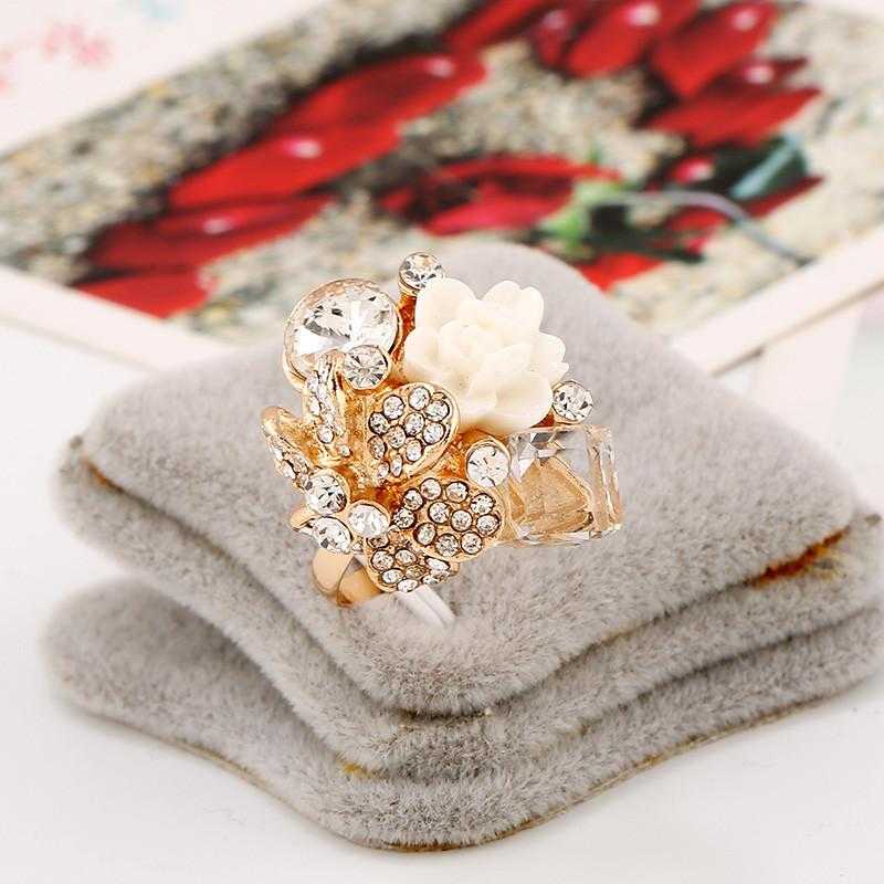 Free Purple Crystal Adjustable Flower Ring-Rings-Kirijewels.com-Resizable-White-Kirijewels.com