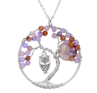 Free Rainbow Tree Necklace-Necklace-Kirijewels.com-Owl Purple-Kirijewels.com