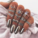 Bohemian Flower Crystal Knuckle Ring Set-Rings-Kirijewels.com-N5-Elephant Moon-Kirijewels.com