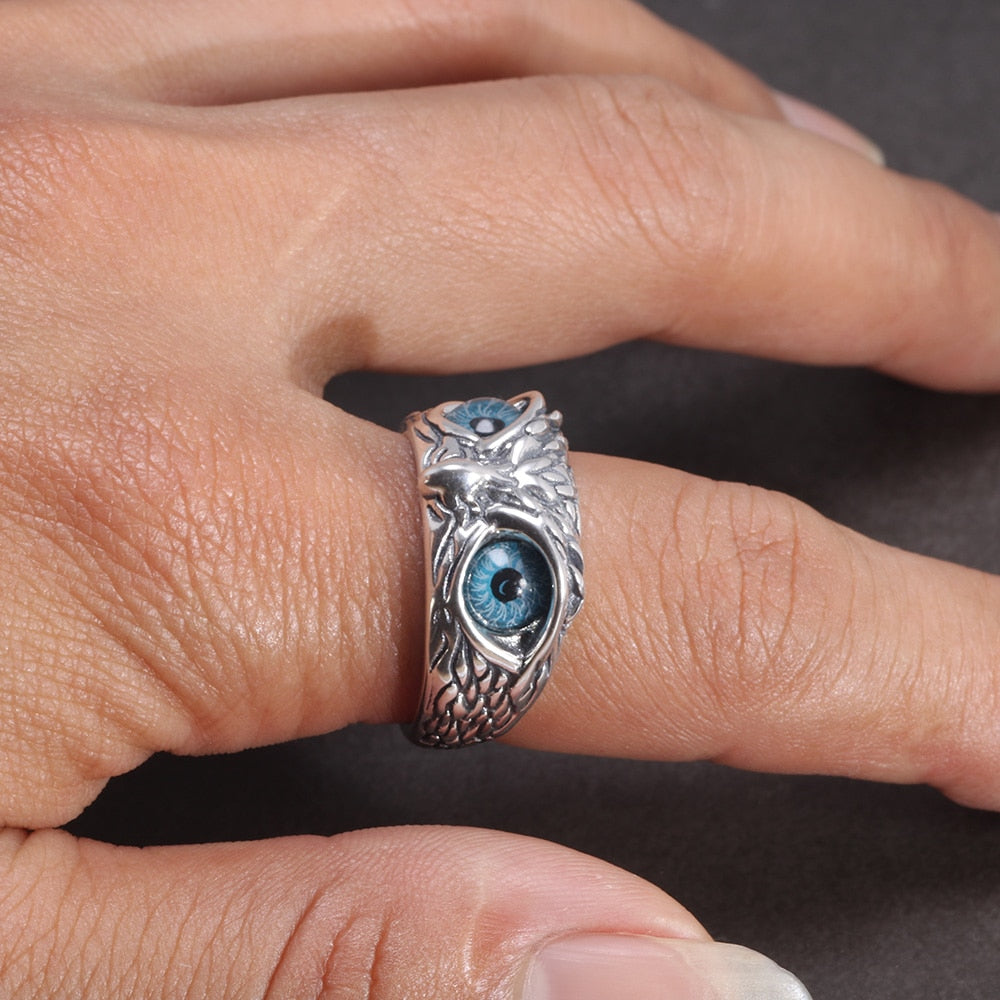 Demon Eye 925 Sterling Silver Owl Open Ring