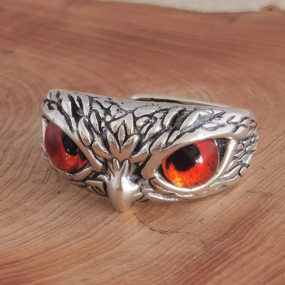 Demon Eye 925 Sterling Silver Owl Open Ring