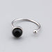 Real 925 Sterling Silver Black Agate Emerald Adjustable Ring - Kirijewels.com