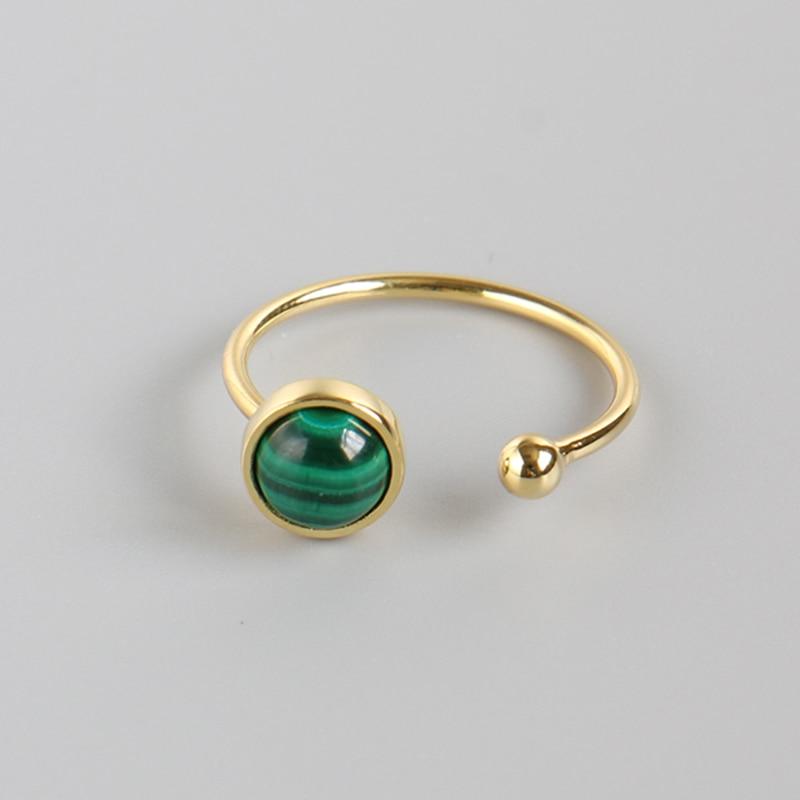 Real 925 Sterling Silver Black Agate Emerald Adjustable Ring - Kirijewels.com