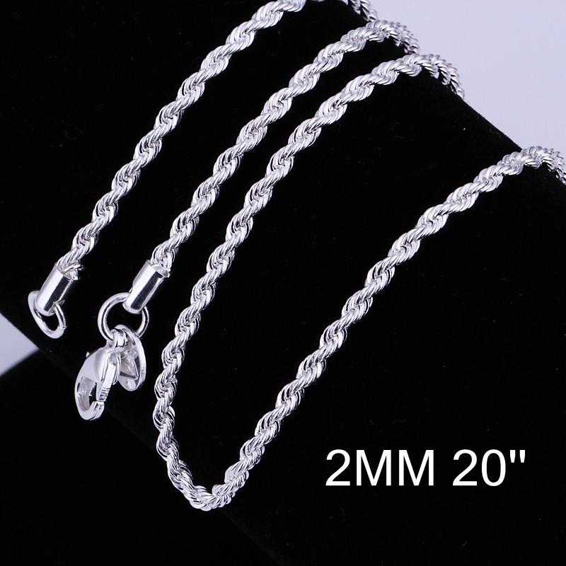 Sterling Silver Classic Rope Chain Necklace/2-Necklace-Kirijewels.com-20inch-Kirijewels.com