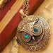 Free Ancient Bronze Big Eyes Owl Necklace-Chain Necklaces-Kirijewels.com-Blue Eyes-Kirijewels.com