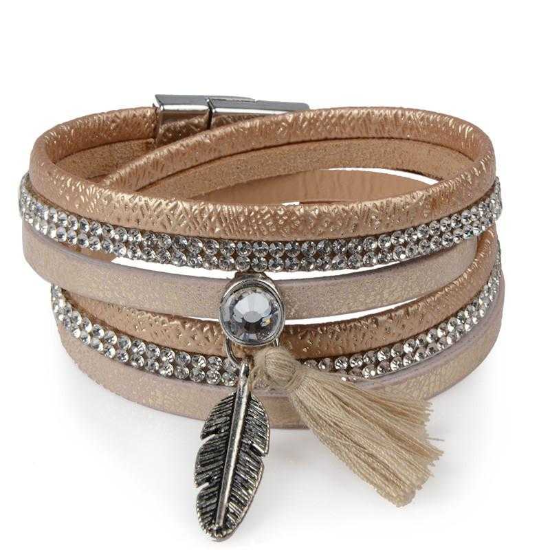 Free Feather Leather Magnetic Bracelet-Wrap Bracelets-Kirijewels.com-Brown No 12-Kirijewels.com