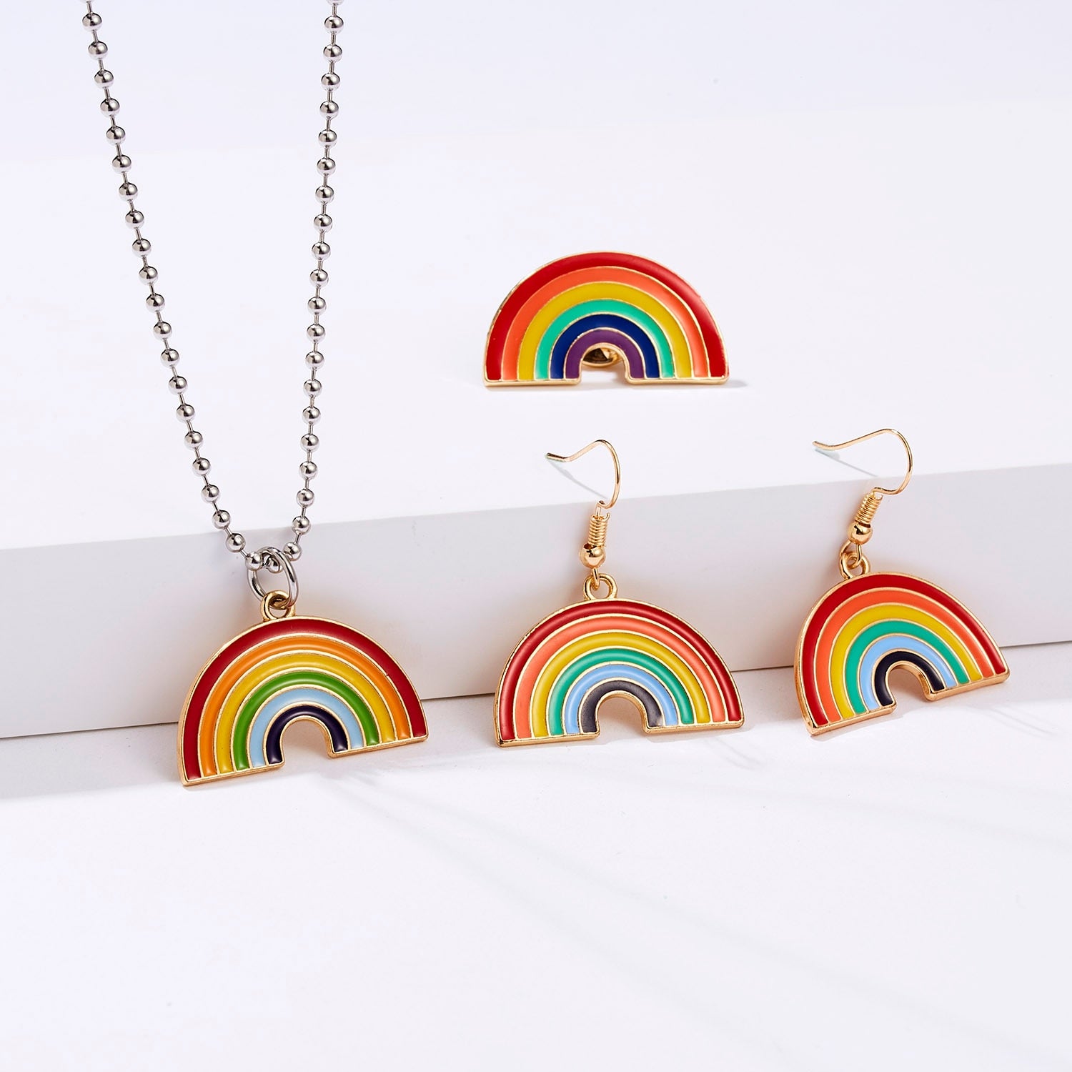 Pride Charm Rainbow Dangle Earrings