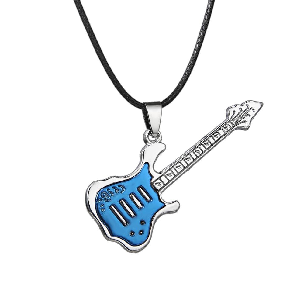 Leather Chain Stainless Steel Guitar Necklace