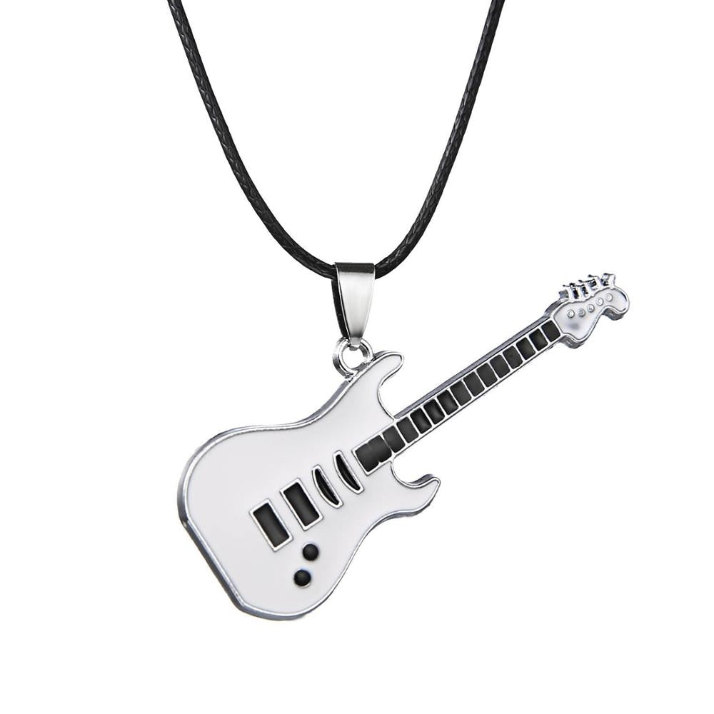 Leather Chain Stainless Steel Guitar Necklace