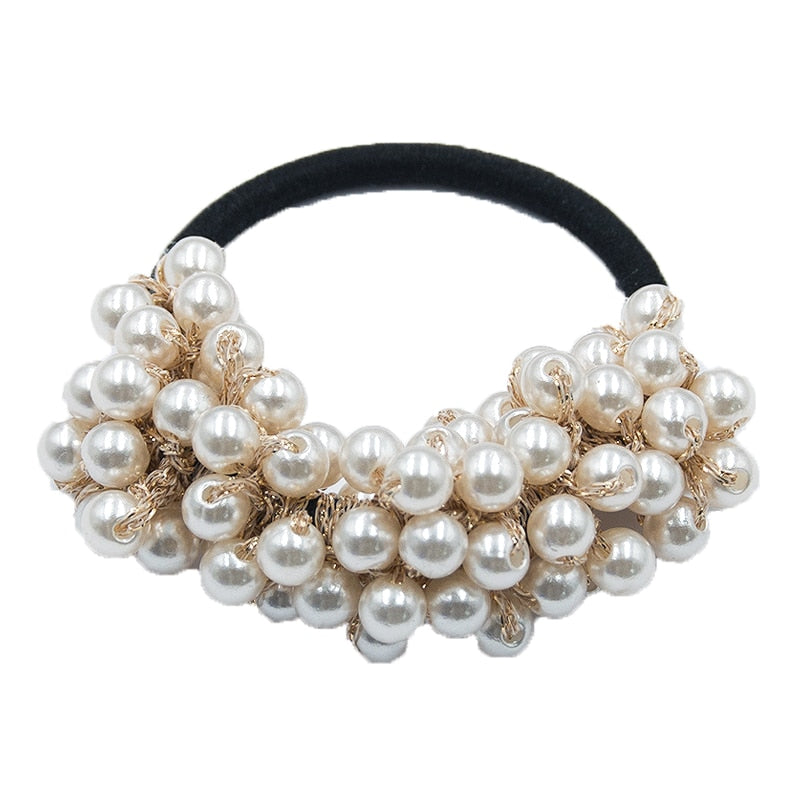 Ponytail Cotton Blends Pearl Hairband