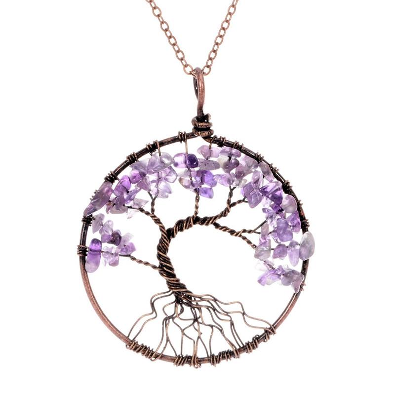 Free Sedmart Tree Of Life Pendant Necklace-Pendant Necklaces-Kirijewels.com-Amethyst-Kirijewels.com