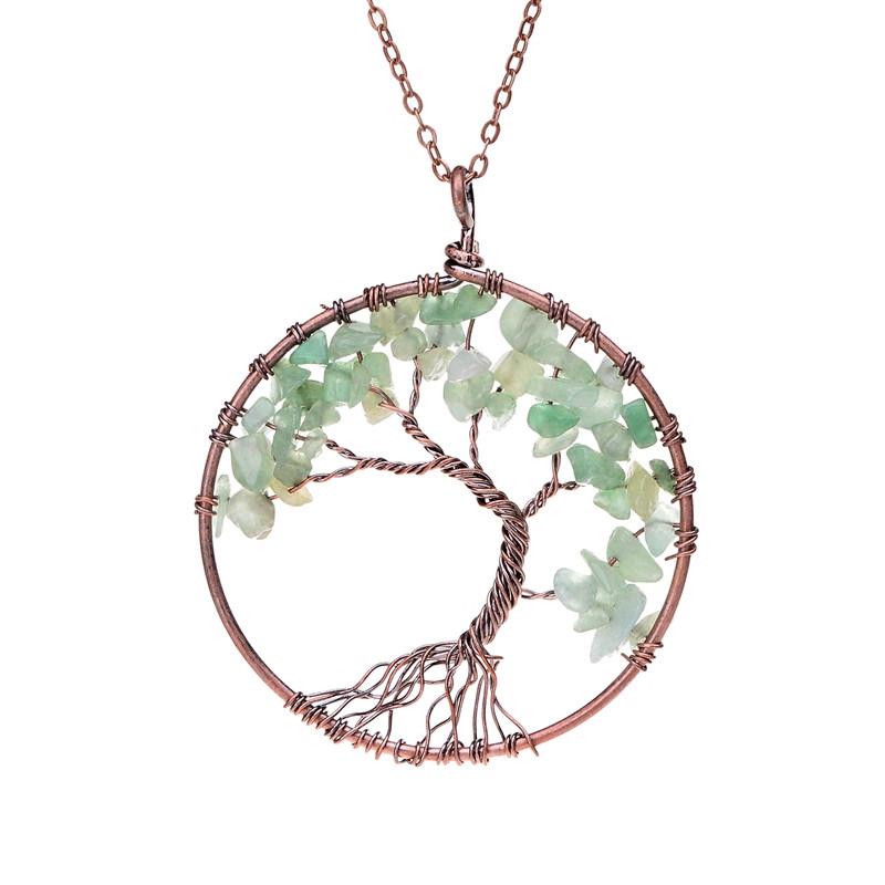 Free Sedmart Tree Of Life Pendant Necklace-Pendant Necklaces-Kirijewels.com-Green aventurine-Kirijewels.com