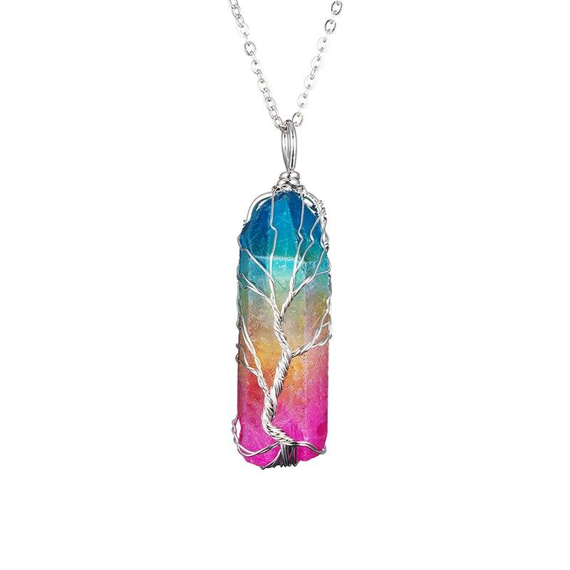 Rainbow Stone Tree Of Life Necklace - Kirijewels.com