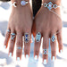 Stacking Midi Finger Knuckle Leaf Ring Set-Rings-Kirijewels.com-silver H5338-Kirijewels.com