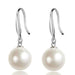 Models Ear Hook Round Pearl Earrings-Drop Earrings-Kirijewels.com-White 10mm-Kirijewels.com