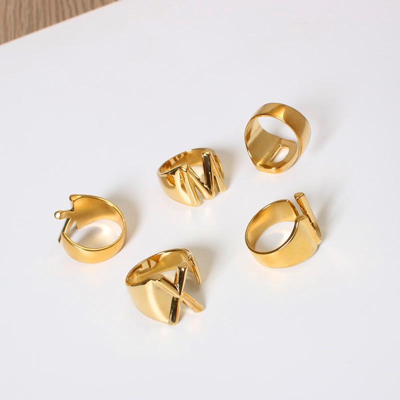 Hollow Alphabet Adjustable Opening Ring - Kirijewels.com