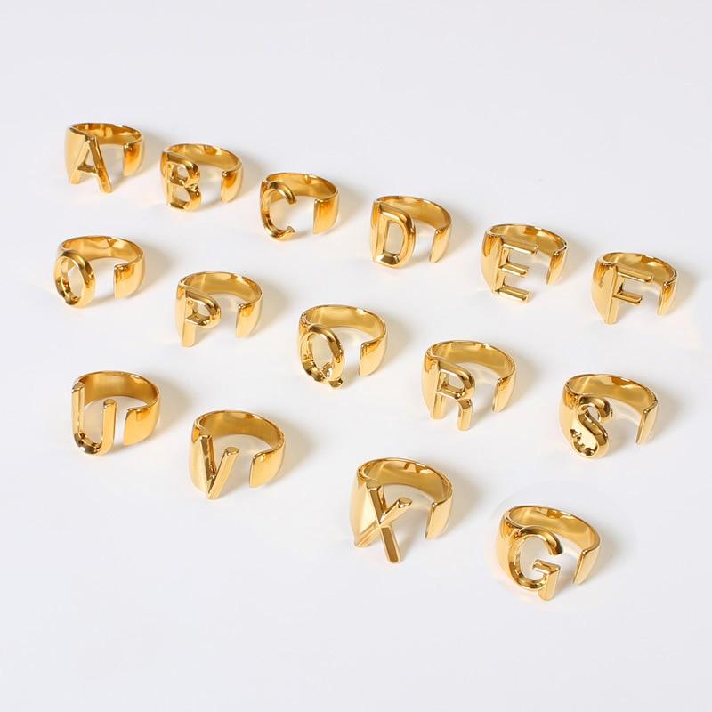 Hollow Alphabet Adjustable Opening Ring - Kirijewels.com