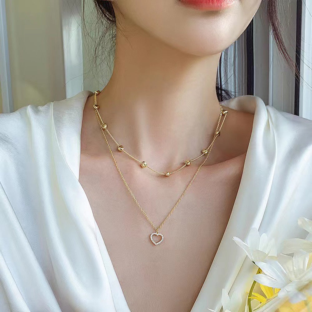 Double Layer Pearl Chain Necklace