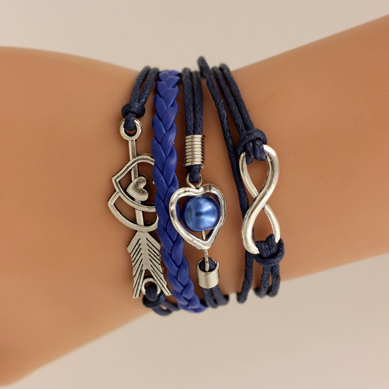 Wrap Infinity Love Heart Leather Bracelet