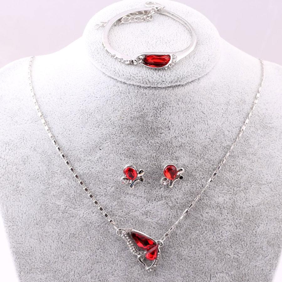 Colorful Crystal Butterfly Jewelry Set-Jewelry Sets-Kirijewels.com-red A90-Kirijewels.com