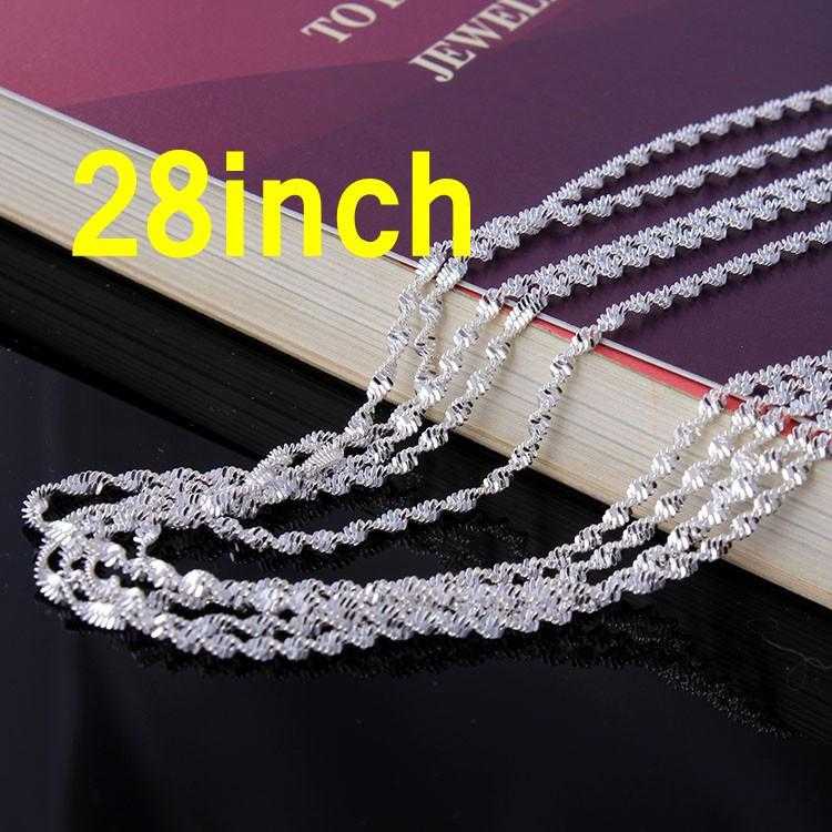 Double Water Wave Chain Necklace-Chain Necklaces-Kirijewels.com-28inch silver-Kirijewels.com