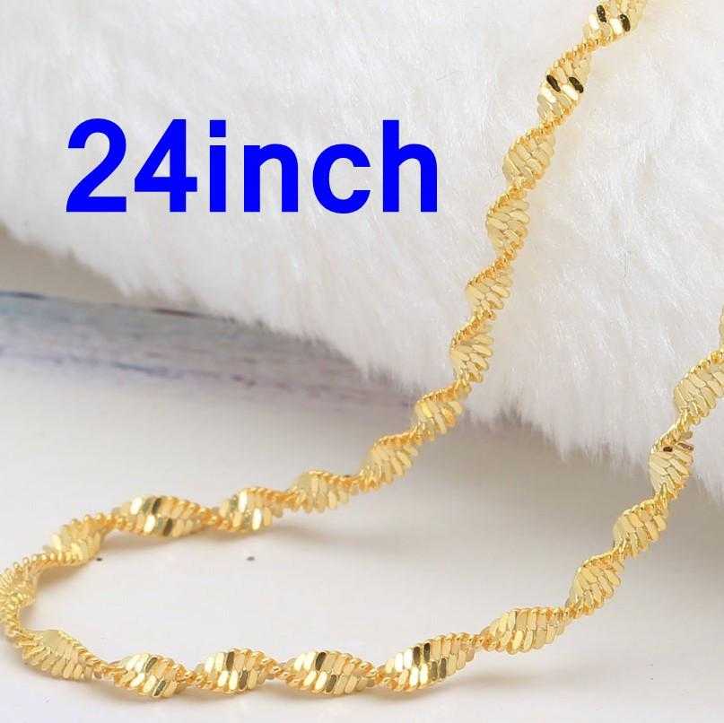 Double Water Wave Chain Necklace-Chain Necklaces-Kirijewels.com-24inch gold-Kirijewels.com