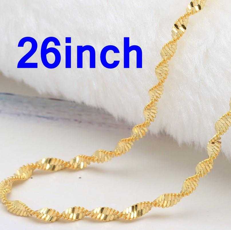 Double Water Wave Chain Necklace-Chain Necklaces-Kirijewels.com-26inch gold-Kirijewels.com