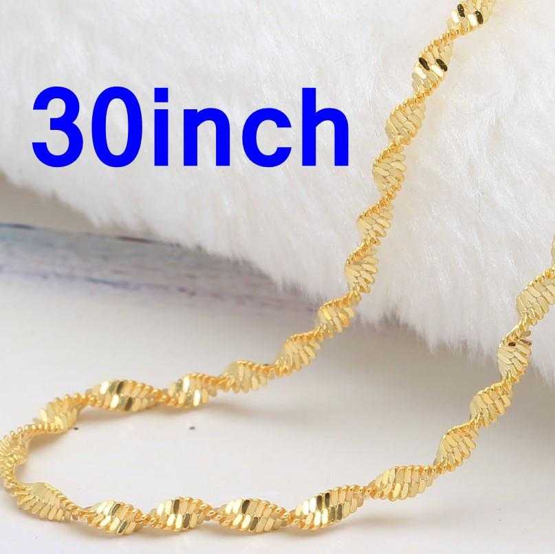 Double Water Wave Chain Necklace-Chain Necklaces-Kirijewels.com-30inch gold-Kirijewels.com