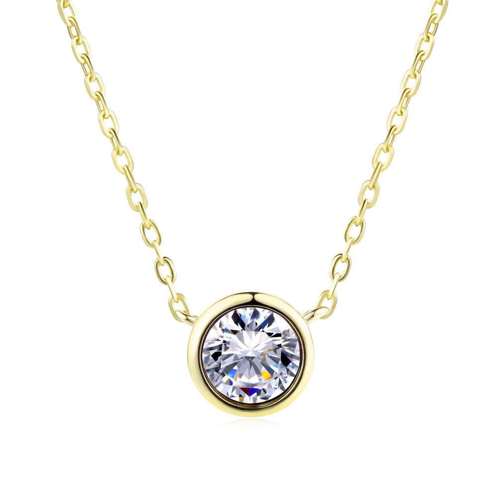 Round Crystal Cubic Zirconia Link Chain Necklace
