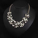 Free Leaves Simulated Pearl Ethnic Necklace-Pendant Necklaces-Kirijewels.com-Silver Plated-Kirijewels.com