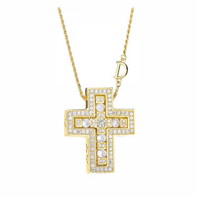 Belle Epoque Double Cross 925 Sterling Silver Necklace