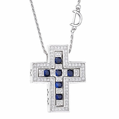 Sofia 925 Sterling Silver Double Cross Chain Necklace