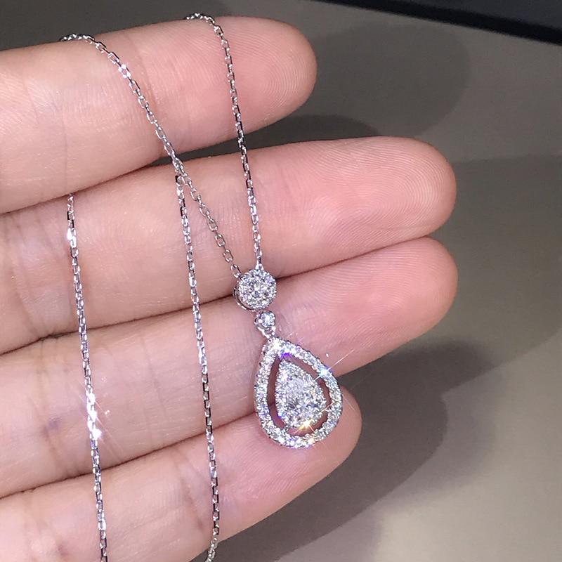 Solid 925 Silver Real Diamond Necklace —