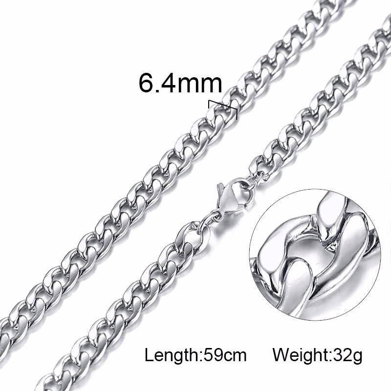 Solid Stainless Steel Curb Chain Link Necklace - Kirijewels.com