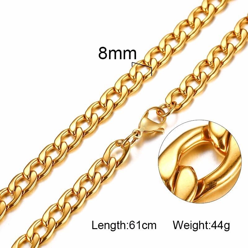 Solid Stainless Steel Curb Chain Link Necklace - Kirijewels.com