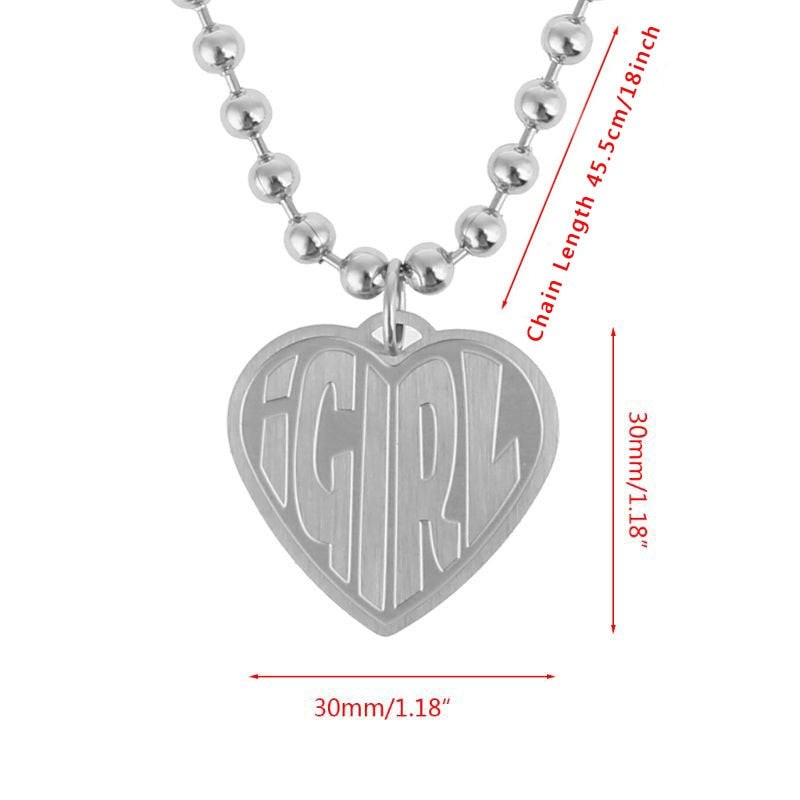Heavy Gothic Stainless Steel Girl Heart Necklace