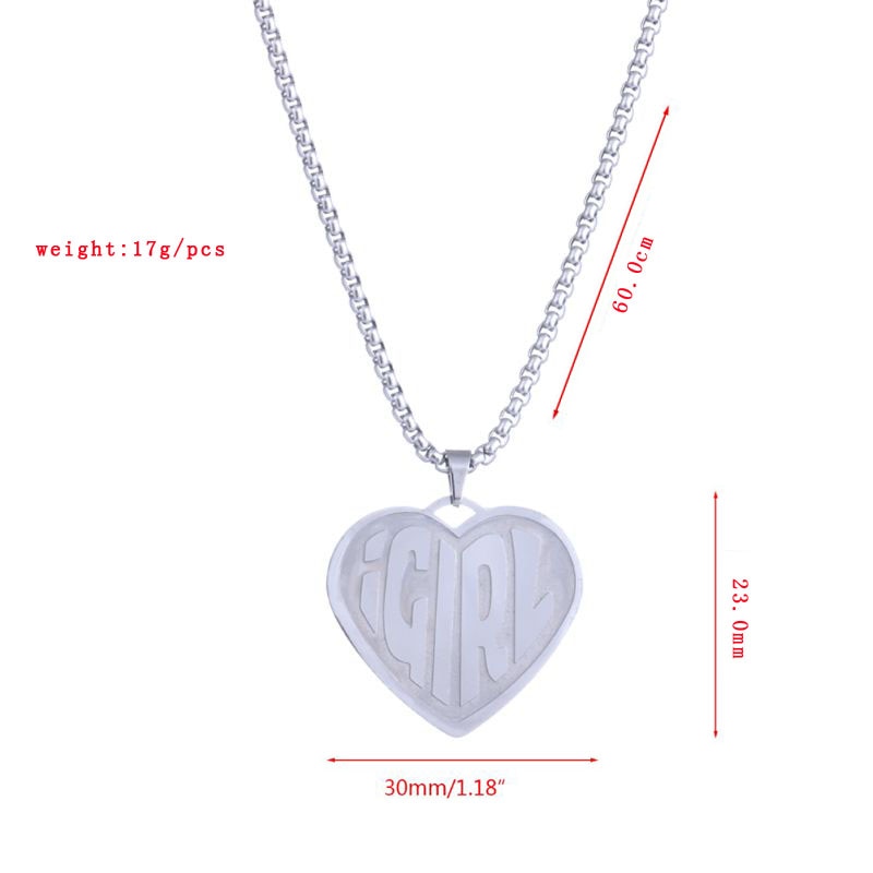 Heavy Gothic Stainless Steel Girl Heart Necklace