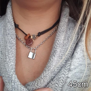 Stainless Steel Silver PadLock Necklace - Kirijewels.com
