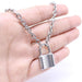 Stainless Steel Silver PadLock Necklace - Kirijewels.com