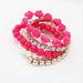 Crystal Beads Flower Charm Bracelet-Chain & Link Bracelets-Kirijewels.com-White & Red-Kirijewels.com