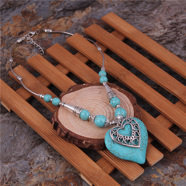 Bohemian Natural Stone Double Layer Beads Necklace