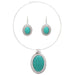 Silver Plated Oval Turquoise Necklace-Necklace-Kirijewels.com-Green-Kirijewels.com